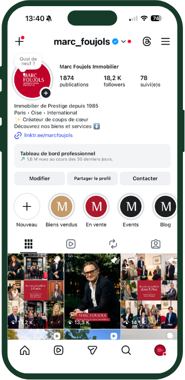 Profil Instagram Marc Foujols sur mobile