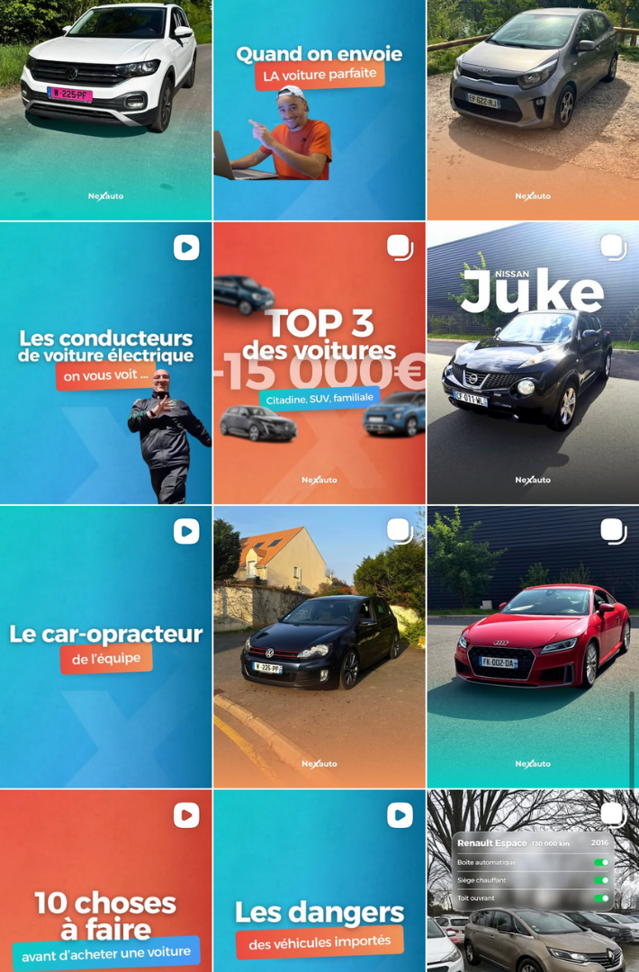 Feed Instagram Nexauto, accompagnement à l'achat auto